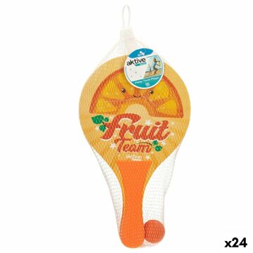 Pás de Praia com Bola Aktive Summer Fruits Madeira 18,5 X 31,5 cm (24 Unidades)