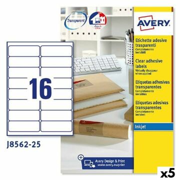 Etiquetas para Impressora Avery J8562 25 Folhas 99,1 X 33,9 mm Transparente (5 Unidades)