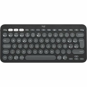 Teclado sem Fios Logitech Pebble Keys 2 K380s Qwerty Espanhol Preto Cinzento Grafite