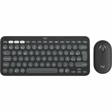 Teclado e Rato sem Fios Logitech Pebble 2 Combo Qwerty Espanhol Preto Cinzento Grafite