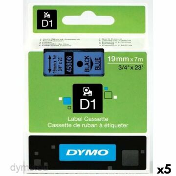 Cinta Laminada para Máquinas Rotuladoras Dymo D1 45806 Labelmanager™ Preto Azul 19 mm (5 Unidades)