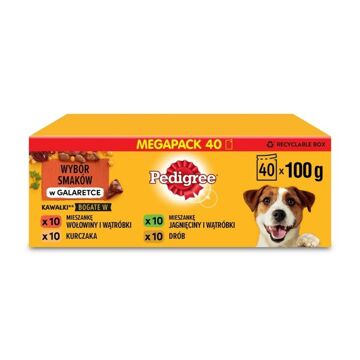 Comida Húmida Pedigree Frango Vitela Borrego Fígado Carne de Bovino Pássaros 40 X 100 G