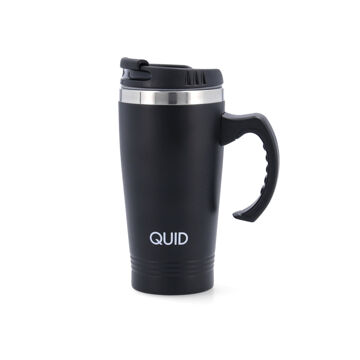 Caneca Térmica com Tampa Quid Cocco com Pega Aço Inoxidável Preto 450 Ml