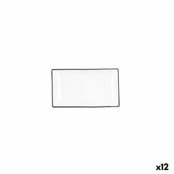 Bandeja de Aperitivos Quid Gastro Branco Preto Cerâmica 16,5 X 9,5 X 2 cm (12 Unidades)