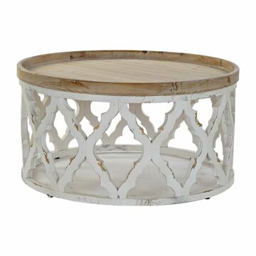 Mesa de Apoio Dkd Home Decor Abeto Branco Marrom Claro Madeira Mdf (81 X 81 X 43.5 cm)