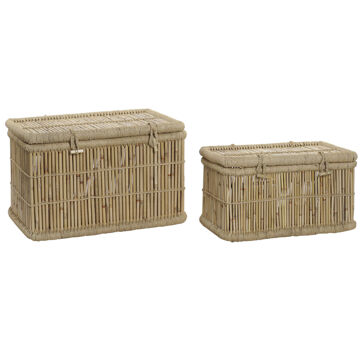 Conjunto de Baús Dkd Home Decor 74 X 46 X 46 cm Corda Bambu