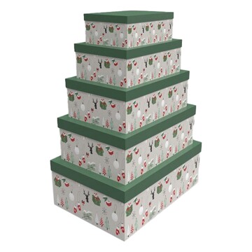 Conjunto de Caixas de Organização Empilháveis Dkd Home Decor Verde Cinzento Cartão 50 X 35 X 25 cm (5 Unidades)