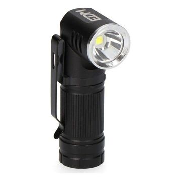 Lanterna LED Edm Recarregável Mini Cabeçote Giratório 8 W Preto Alumínio 450 Lm