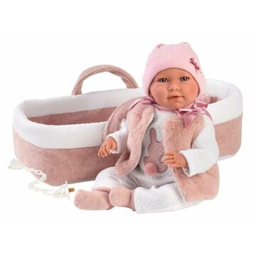 Boneco Bebé Llorens Mimi Cor de Rosa 40 cm Alcofa