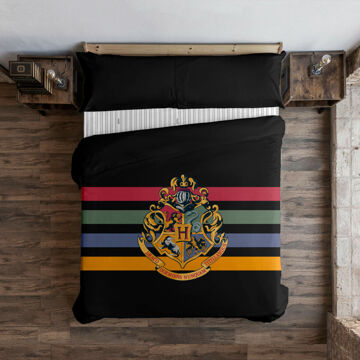 Capa Nórdica Harry Potter Hogwarts Preto 155 X 220 cm Solteiro