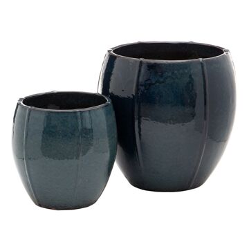 Conjunto de Vasos Cerâmica Azul 55 X 55 X 55 cm (2 Unidades)