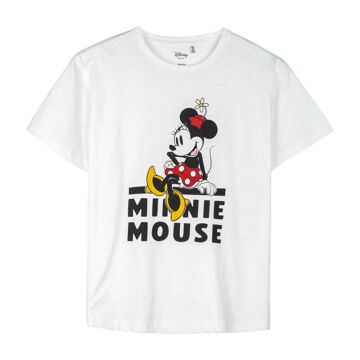 Camisola de Manga Curta Infantil Minnie Mouse Branco XL