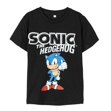 Camisola de Manga Curta Infantil Sonic Preto 6 Anos