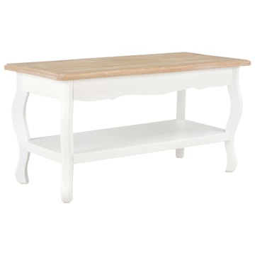 Mesa de Centro 87,5x42x44 cm Pinho Maciço Branco e Castanho