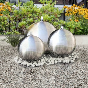 Esferas para Fonte de Jardim 3 pcs com LED Aço Inoxidável