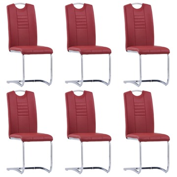 Cadeiras de Jantar Cantilever 6 pcs Couro Artificial Vermelho