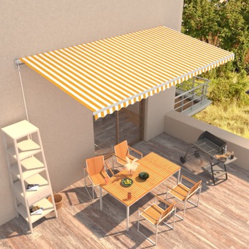 Toldo Retrátil Manual 600x300 cm Amarelo e Branco