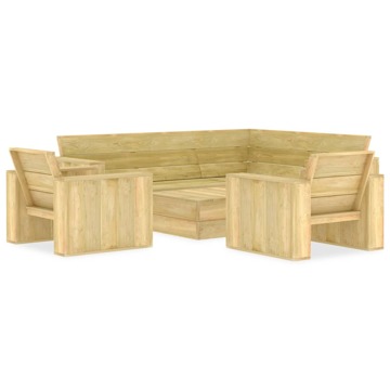 Conjunto Lounge de Jardim Madeira de Pinho Impregnada 4 pcs