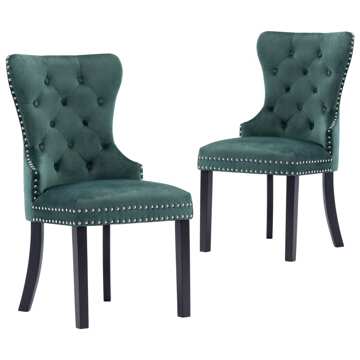 Cadeiras de Jantar 2 pcs Veludo Verde-escuro