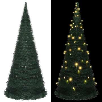 Árvore Natal Pop-up Artificial C/ Cordão Luzes LED 210 cm Verde