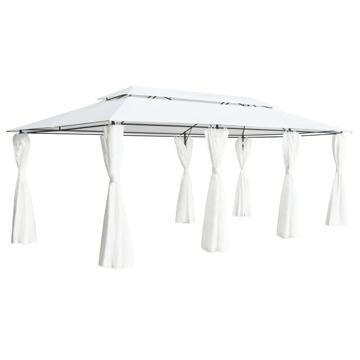 Gazebo com Cortinas 600x298x270 cm 180g/m² Branco