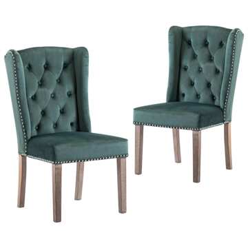 Cadeiras de Jantar 2 pcs Veludo Verde-escuro