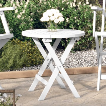 Mesa de Jardim Dobrável ø 46 cm Madeira de Acácia Maciça Branco