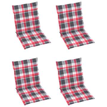 Almofadões Cadeiras Jardim 4pcs 100x50x4cm Pad. Xadrez Vermelho