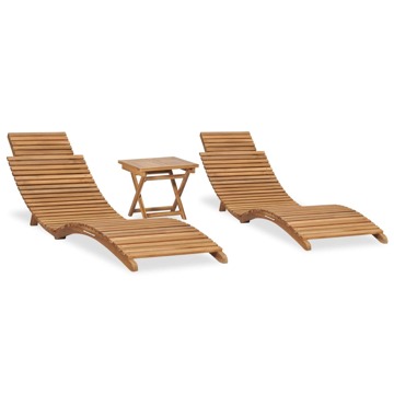 Conjunto  Lounge de Jardim Dobrável Madeira de Teca Maciça 3 pcs