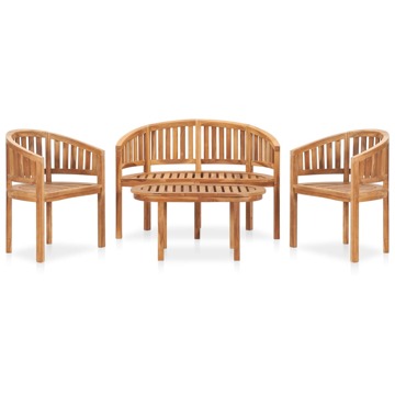 Conjunto Lounge de Jardim Formato Banana Teca Maciça 4 pcs