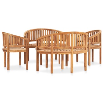 Conjunto Lounge de Jardim Formato Banana Teca Maciça 5 pcs