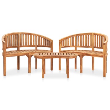 Conjunto Lounge de Jardim Formato Banana Teca Maciça 3 pcs