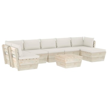 Conjunto Lounge de Paletes + Almofadões Madeira de Abeto 8 pcs