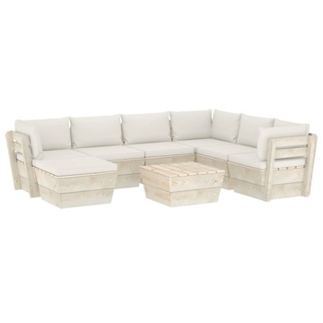 Conjunto Lounge de Paletes + Almofadões Madeira de Abeto 8 pcs