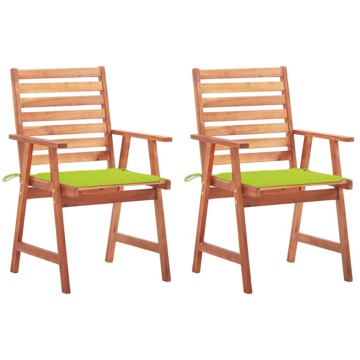 Cadeiras de Jantar P/ Jardim 2 pcs C/ Almofadões Acácia Maciça