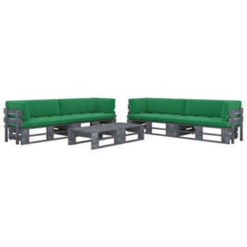 Conjunto Lounge Paletes C/ Almofadões Pinho Impregnado Cinza 6 pcs