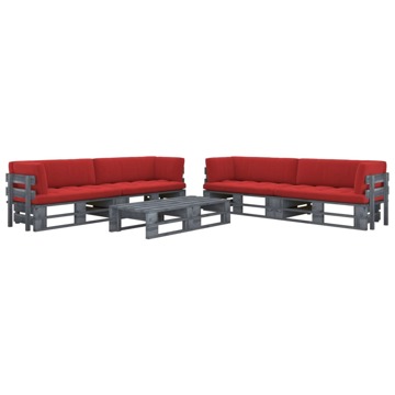 Conjunto Lounge Paletes C/ Almofadões Pinho Impregnado Cinza 6 pcs