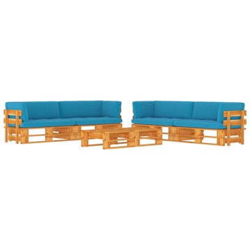 Conjunto Lounge Paletes + Almofadões Pinho Castanho Mel 6 pcs