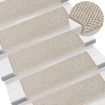 Tapetes Escada Adesivos Aspeto Sisal 15pcs 65x25 cm Prateado