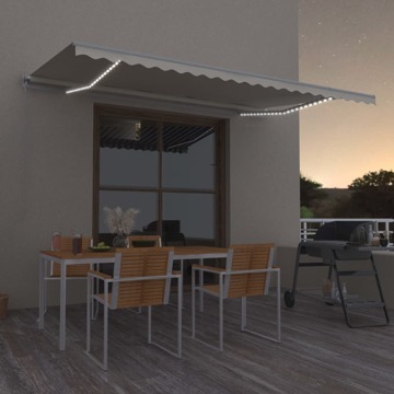 Toldo Retrátil Manual com LED 500x300 cm Cor Creme