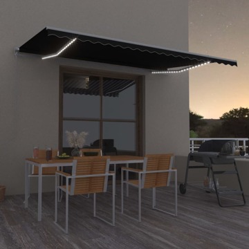 Toldo Retrátil Manual com LED 500x300 cm Antracite