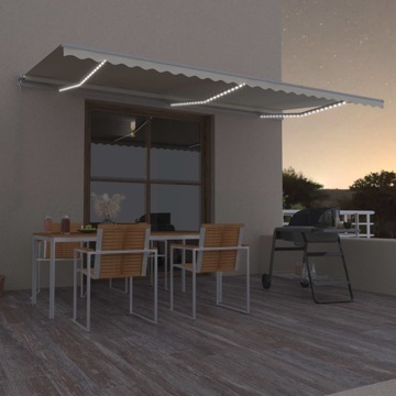 Toldo Retrátil Manual com LED 600x300 cm Cor Creme