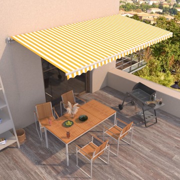 Toldo Retrátil Manual 600x350 cm Amarelo e Branco