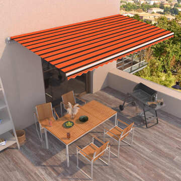 Toldo Retrátil Manual 600x350 cm Laranja e Castanho