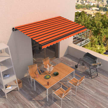 Toldo Retrátil Manual 450x350 cm Laranja e Castanho