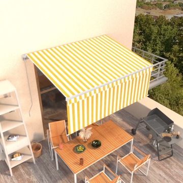 Toldo Retrátil Manual com Estore 3,5x2,5 M Amarelo e Branco