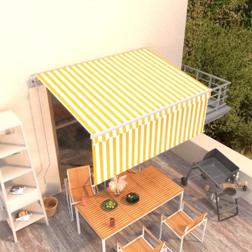 Toldo Retrátil Automático com Estore 3,5x2,5 M Amarelo e Branco