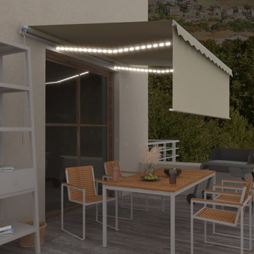 Toldo Retrátil Manual com Estore/led 4,5x3 M Cor Creme