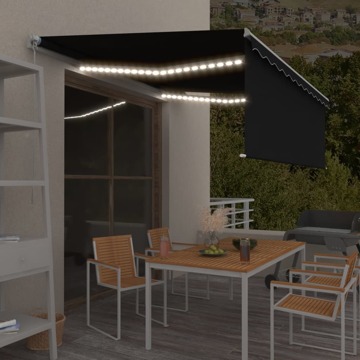 Toldo Retrátil Manual com Estore e Luzes LED 4,5x3 M Antracite