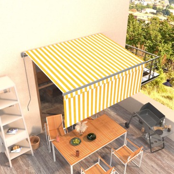 Toldo Retrátil Manual com Estore 3,5x2,5 M Amarelo e Branco